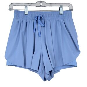 Joy Lab Womens Extra Small Light Blue Ribbed 2-in-1 Layered Athletic Shorts‎ XS